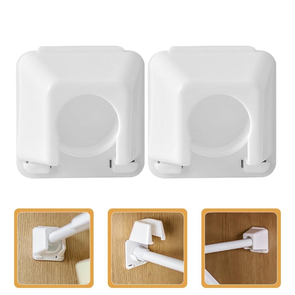 2Pcs Closet Rod Bracket Plastic Closet Pole Socket Shower Rod Holders for view 3