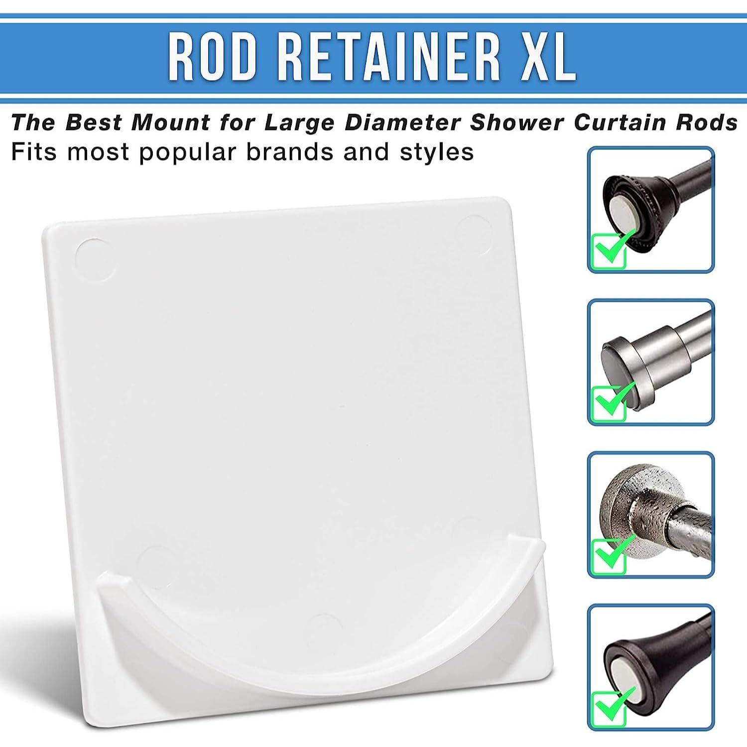Shower Rod Holder | Heat Resistant, Waterproof, Shower Curtain Rod Holders No view 2