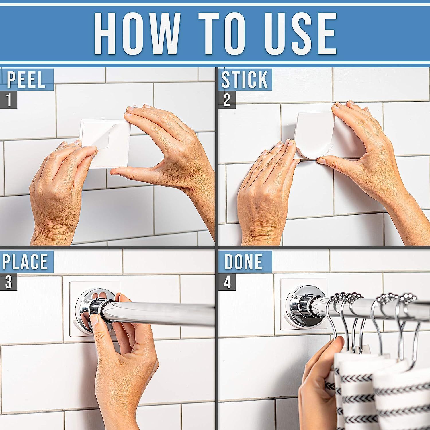 Shower Rod Holder | Heat Resistant, Waterproof, Shower Curtain Rod Holders No view 5