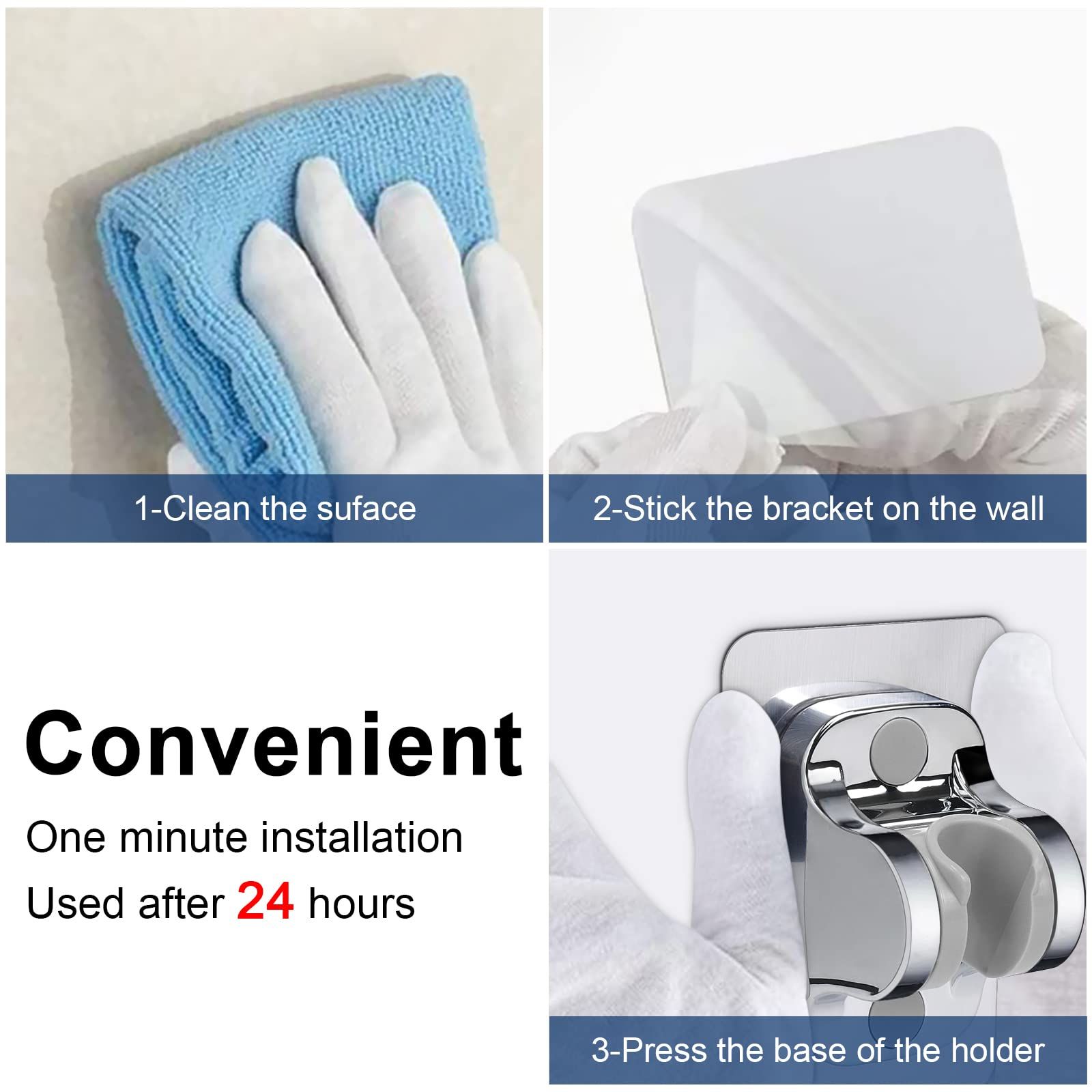 Self Adhesive Shower Head Holder-Adjustable Handheld Shower Holder NO Drilling view 3