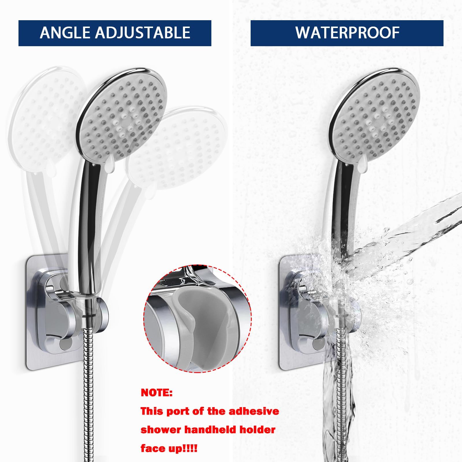 Self Adhesive Shower Head Holder-Adjustable Handheld Shower Holder NO Drilling view 5