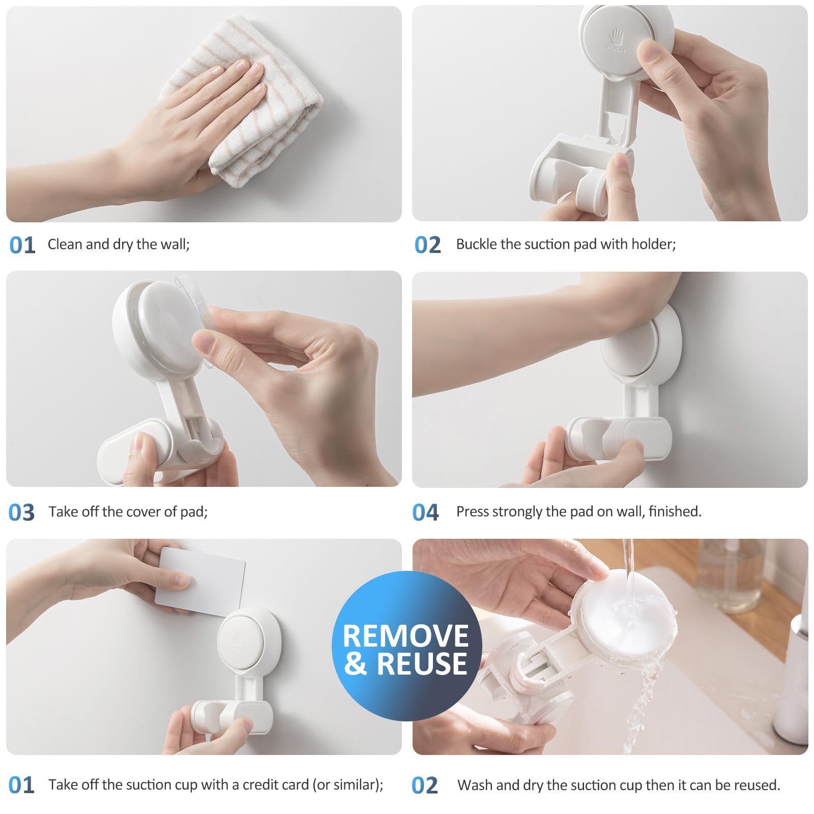 Shower Head Holder Suction Cup No Drilling Waterproof Shower Head Bracket view 3
