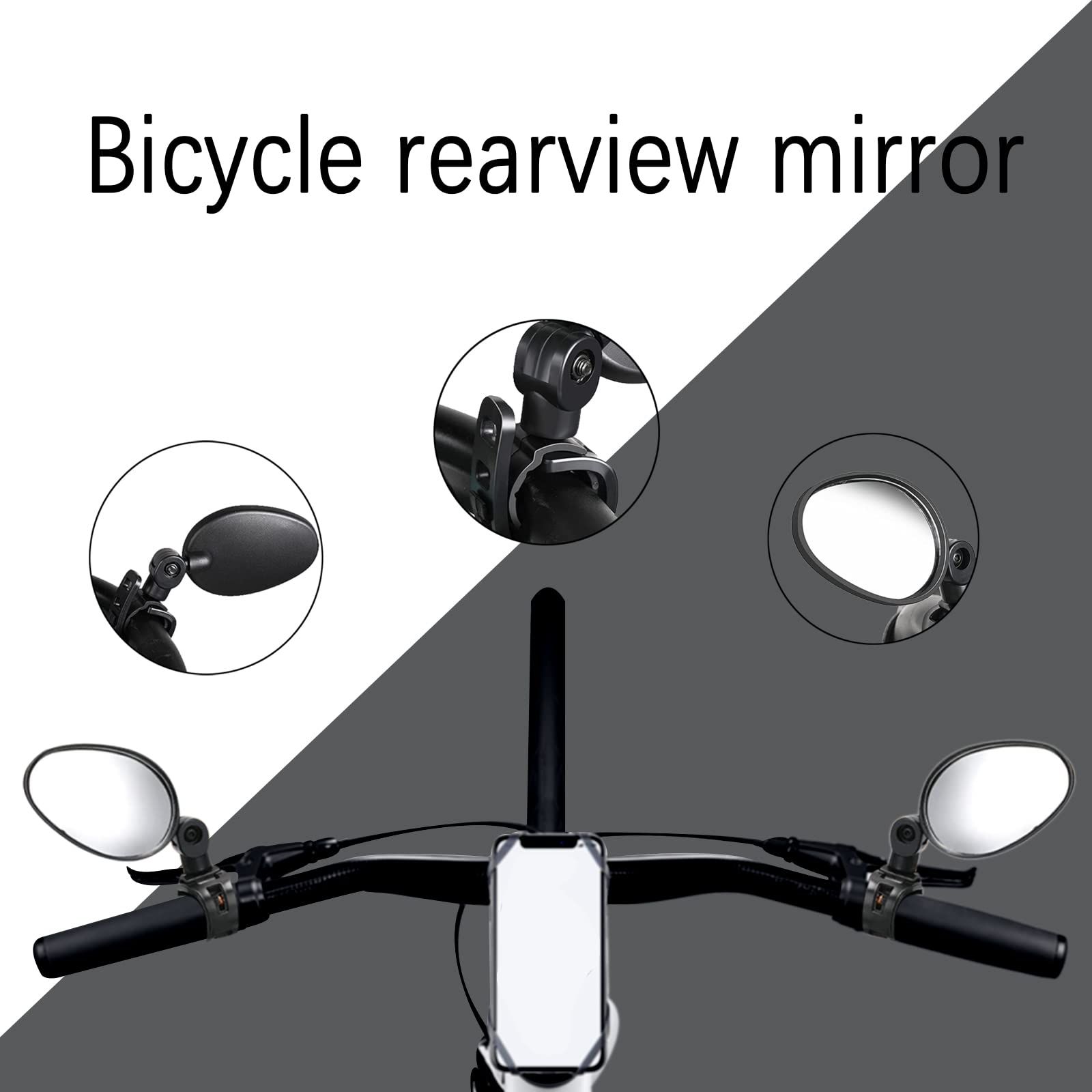 2Packs Bike Mirror Cycling Rear Mirror Bicycle 360˚Rotatable Handlebar view 2