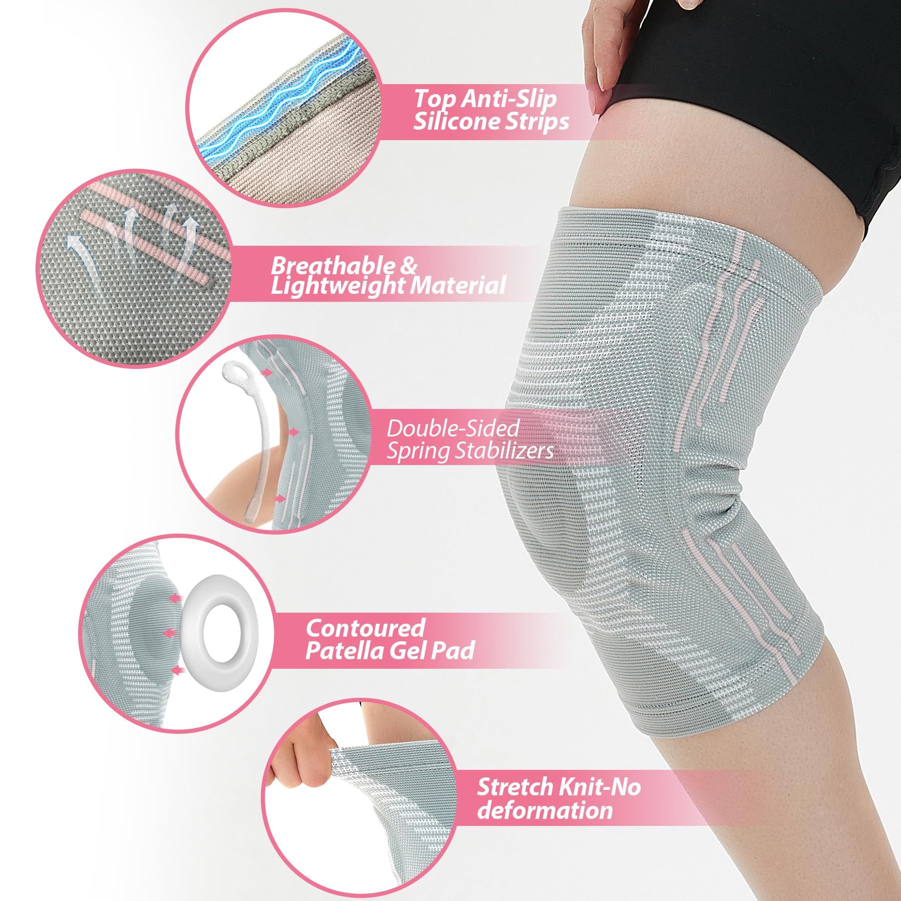 Knee Brace for Arthritis Pain and Support - Knee Support for Men Women Running view 2