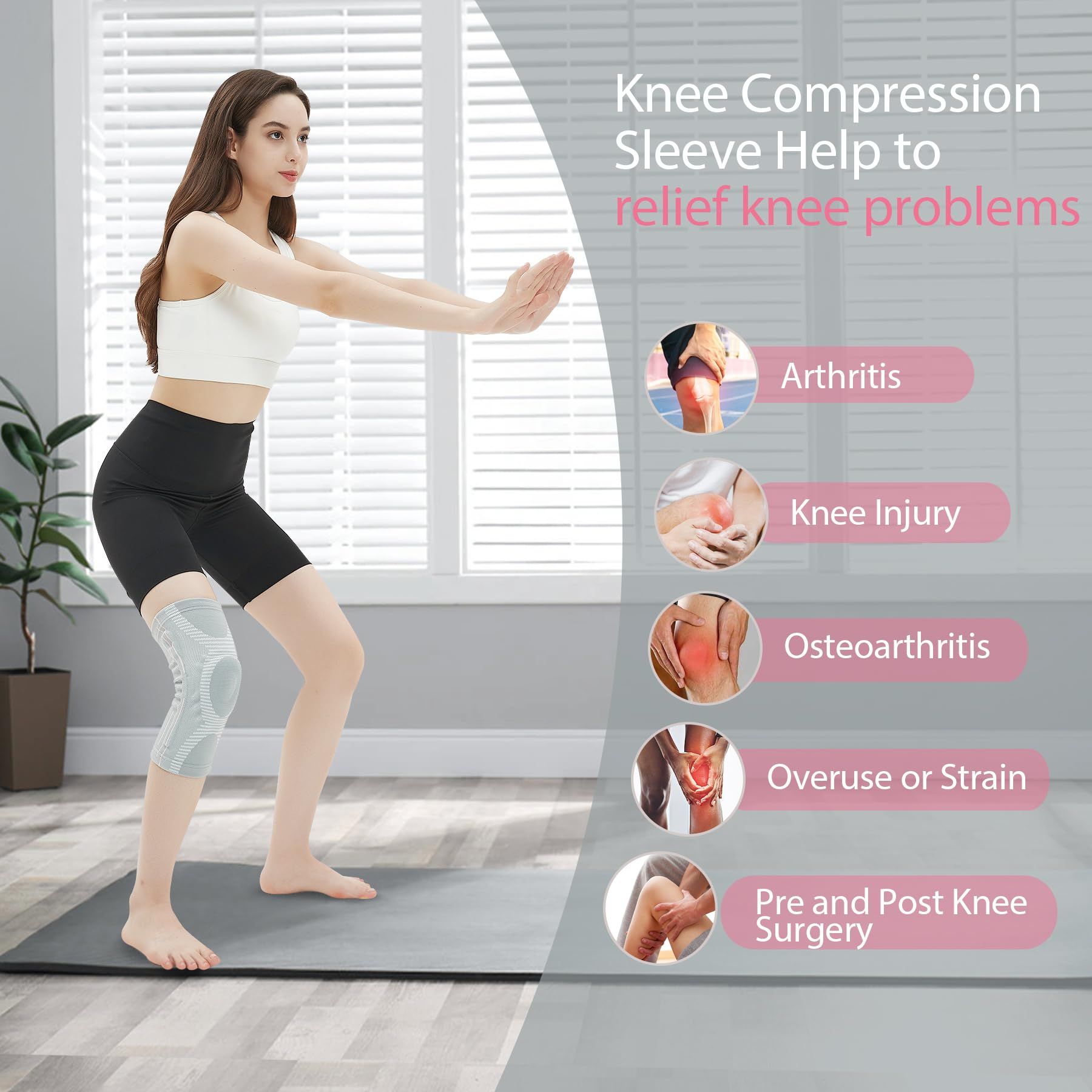 Knee Brace for Arthritis Pain and Support - Knee Support for Men Women Running view 5