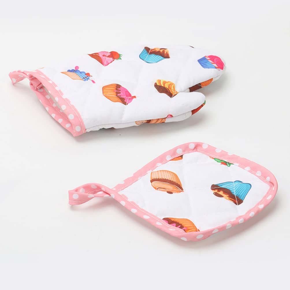 Girls Age 6-8 Girl Aprons Chef Hat Glove Pot Holder Cooking Set Baking Bib view 4