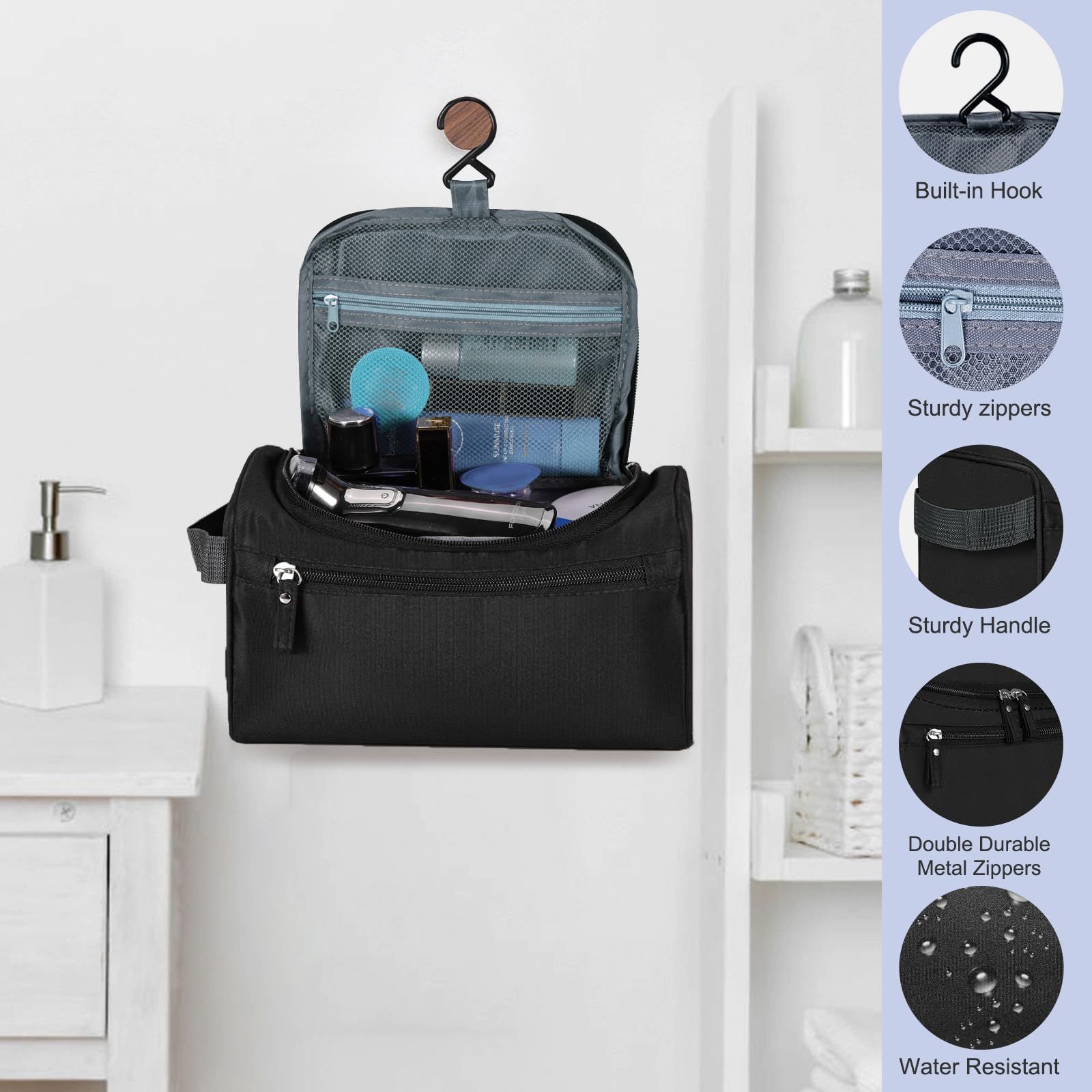 Hanging Toiletry Bag for Women and Men Traveling Makeup Large Capacity view 2