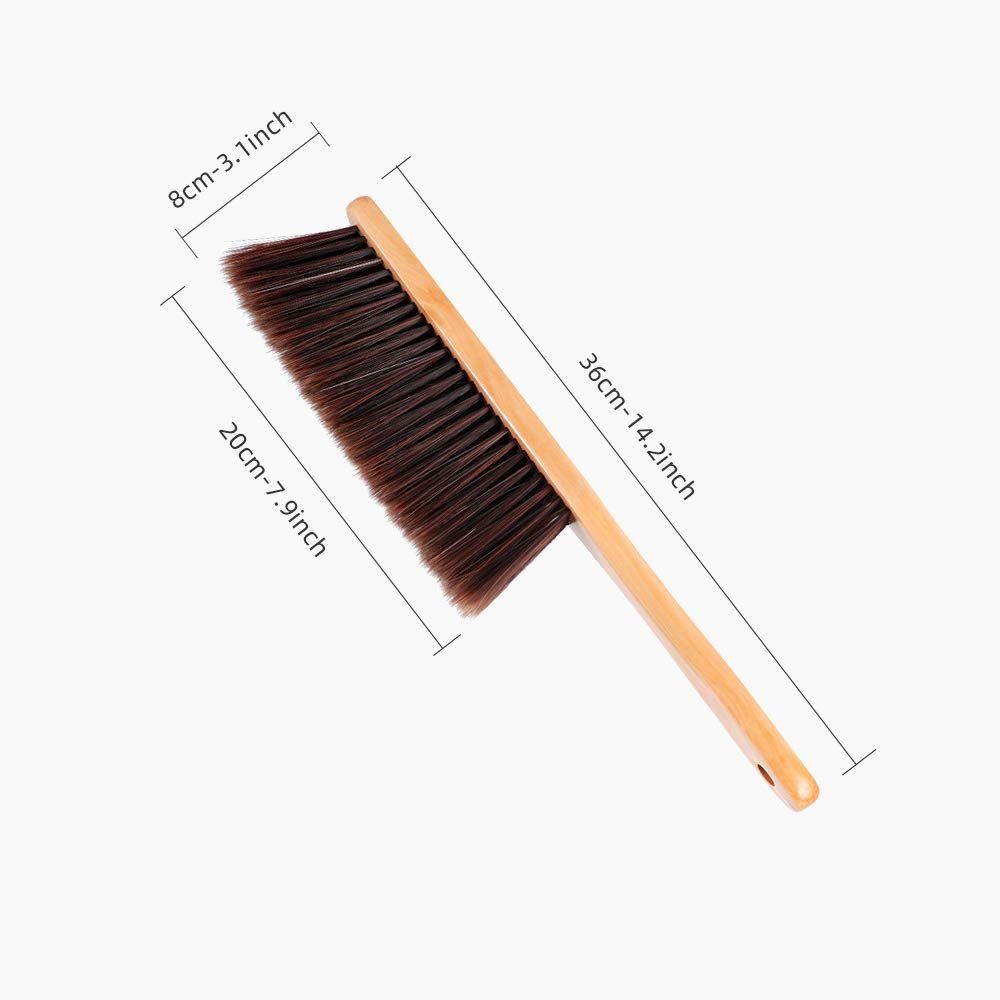 Hand Broom, Dust Brush, Horse Hair Brush with Wood Handle, Duster for Counter view 5