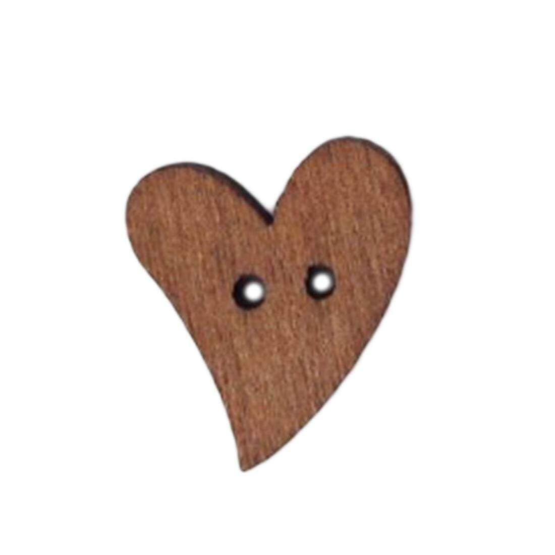 100Pcs Brown Wooden 2-Hole Heart Shape Button for DIY Craft Sewing view 5
