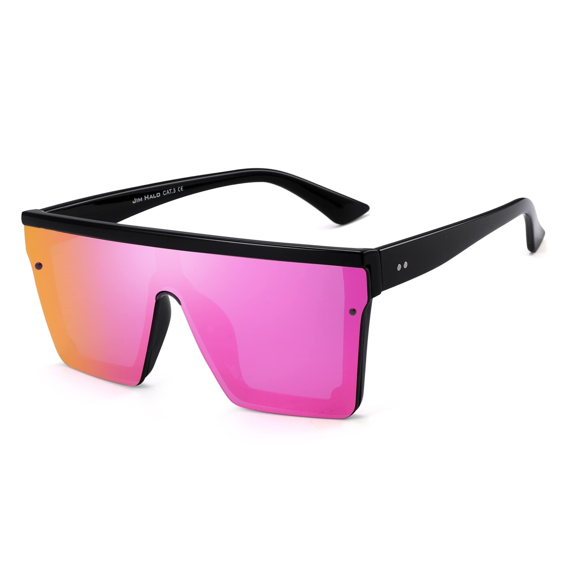 Flat Top Shield Sunglasses Square Mirror Rimless Glasses for Women Men Perfect