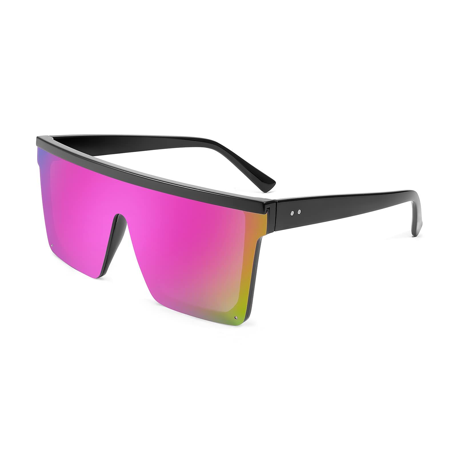 Flat Top Shield Sunglasses Square Mirror Rimless Glasses for Women Men Perfect view 2