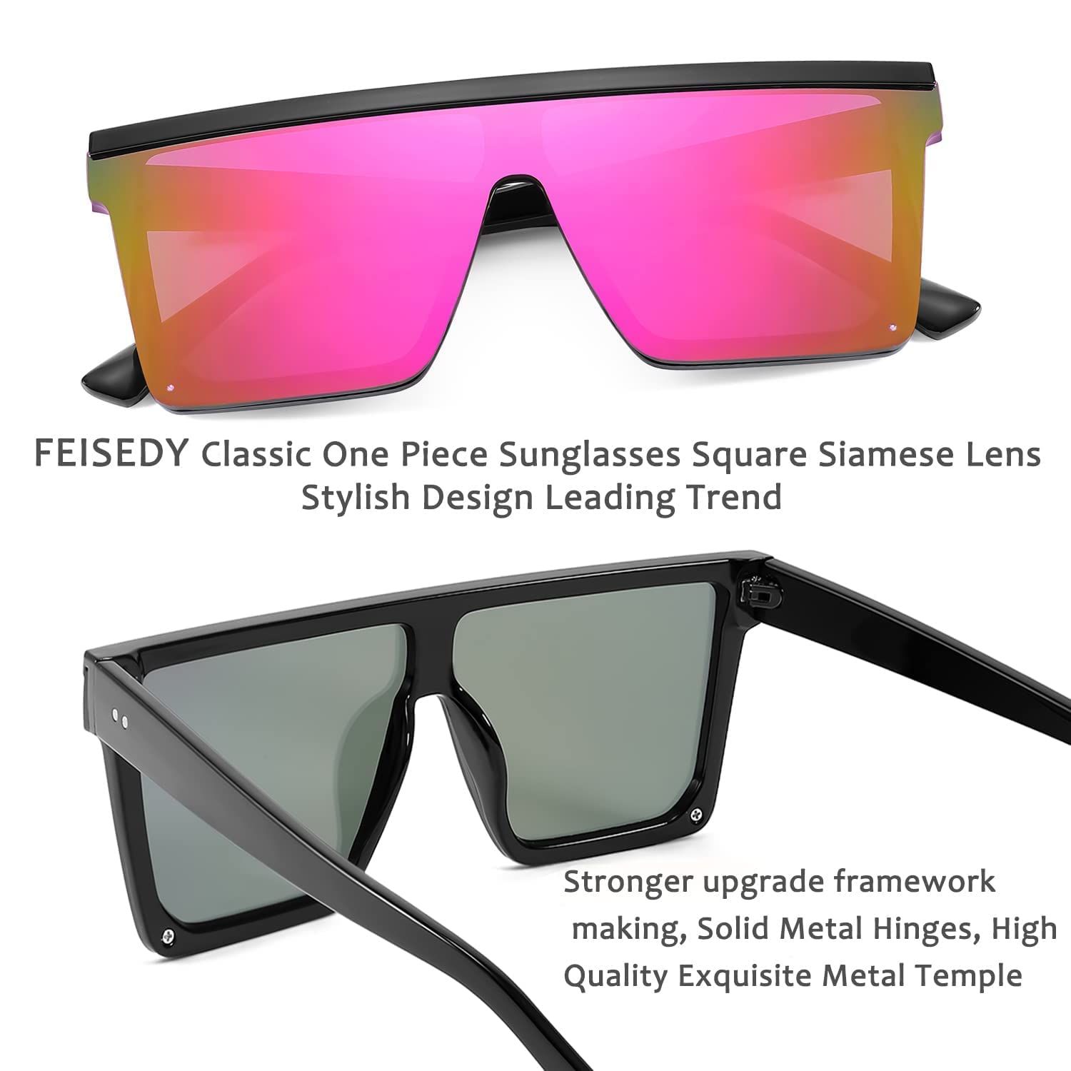Flat Top Shield Sunglasses Square Mirror Rimless Glasses for Women Men Perfect view 4
