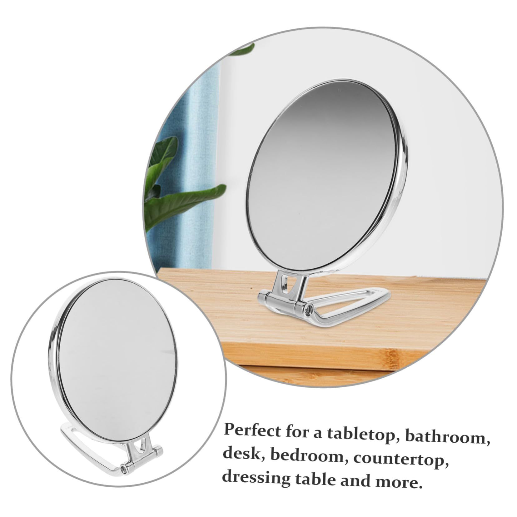 Foldable Beauty Mirror Double Sided Tabletop Mirror Handheld Mirror for Travel view 3