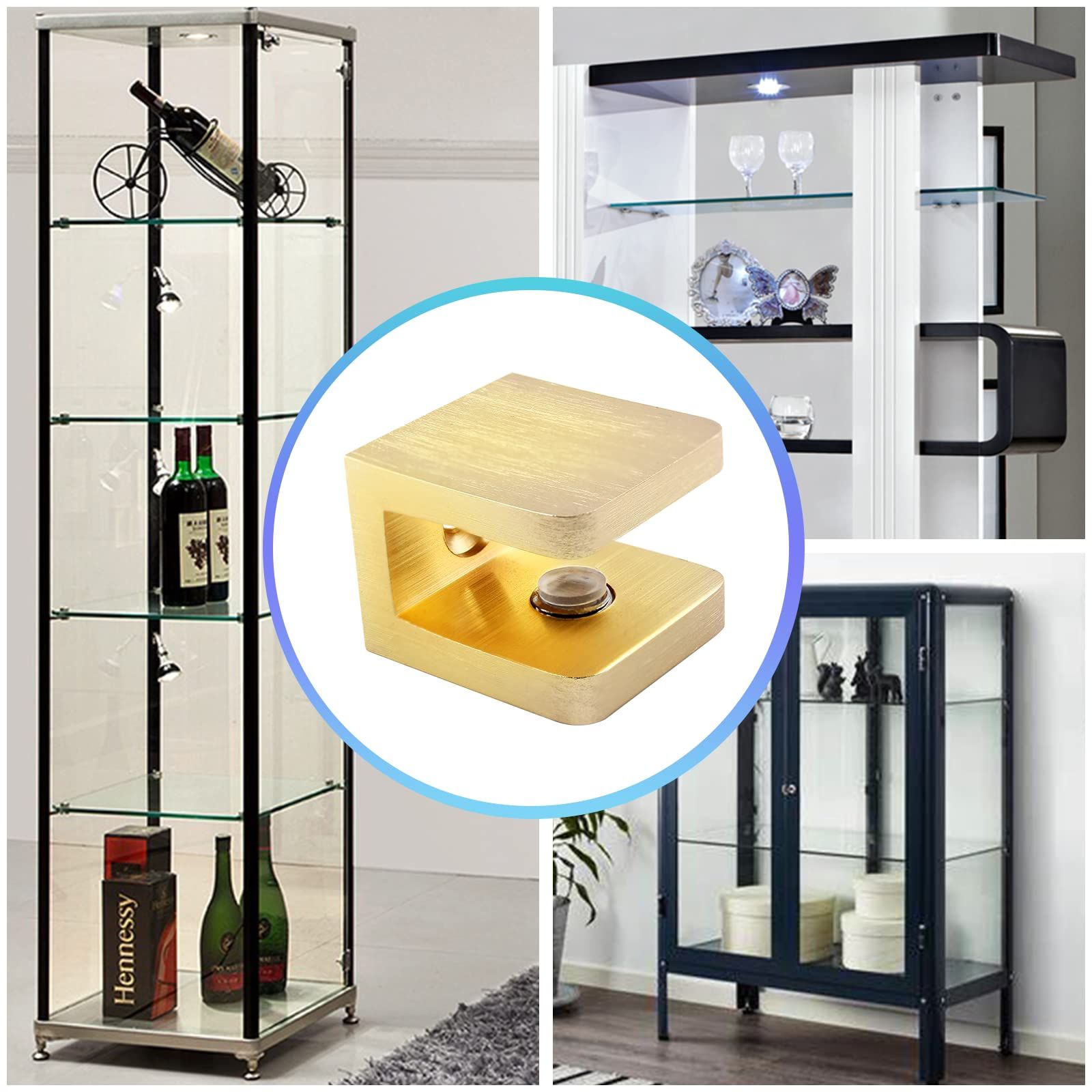 4pcs Shower Shelf Clips Glass U Clamp Shelf Adjustable Support Bracket No view 2