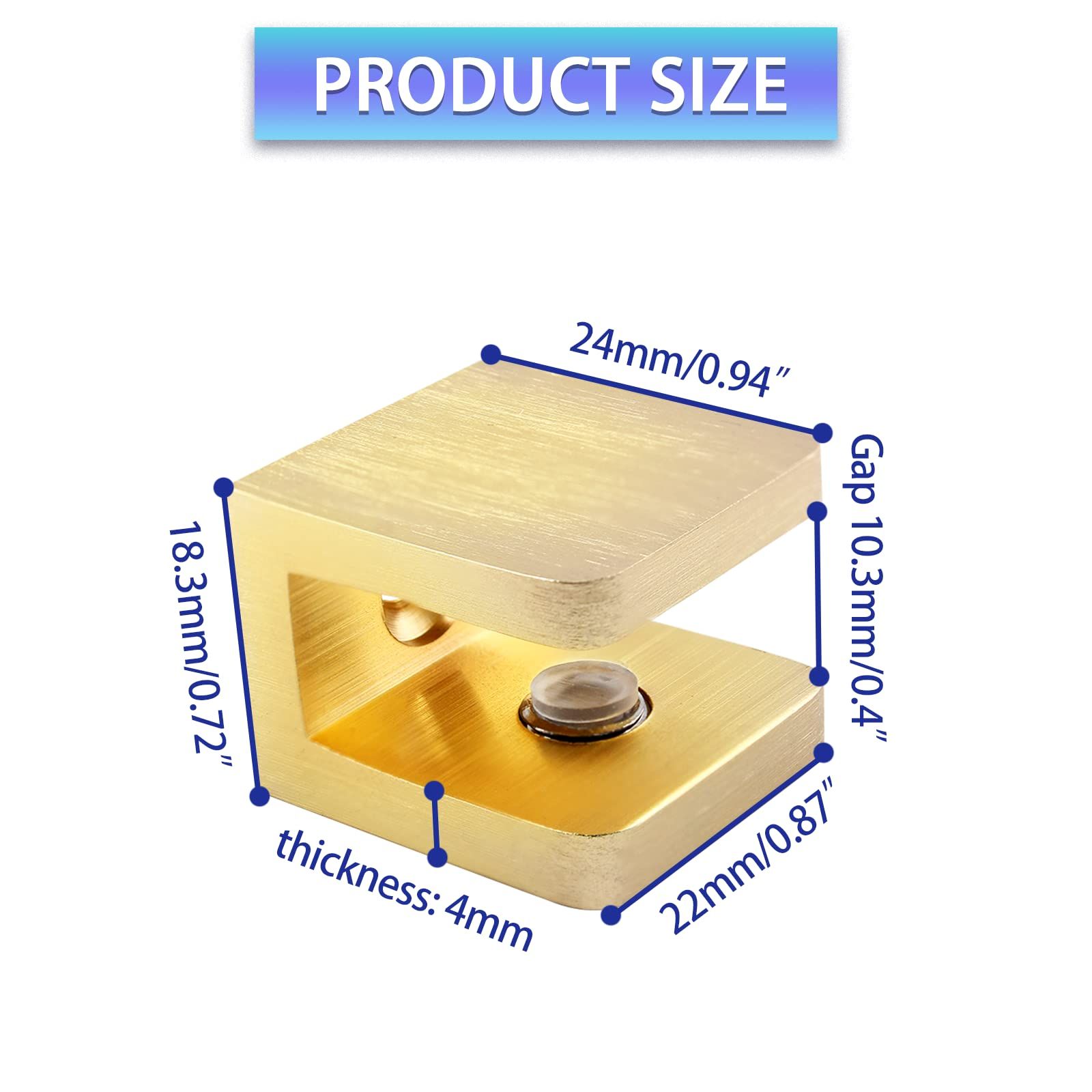4pcs Shower Shelf Clips Glass U Clamp Shelf Adjustable Support Bracket No view 3