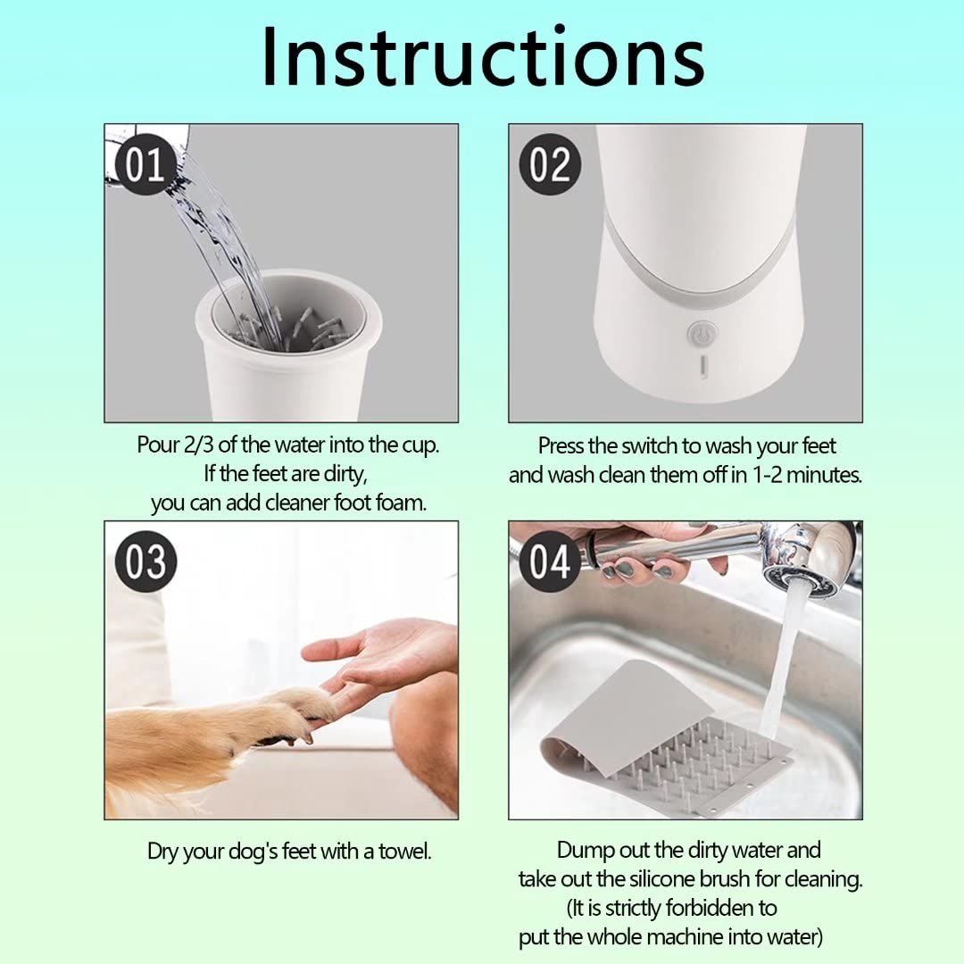 Automatic Dog Paw Cleaner with Silicone Bristles - Electric Dog Paw Washer Cup view 2