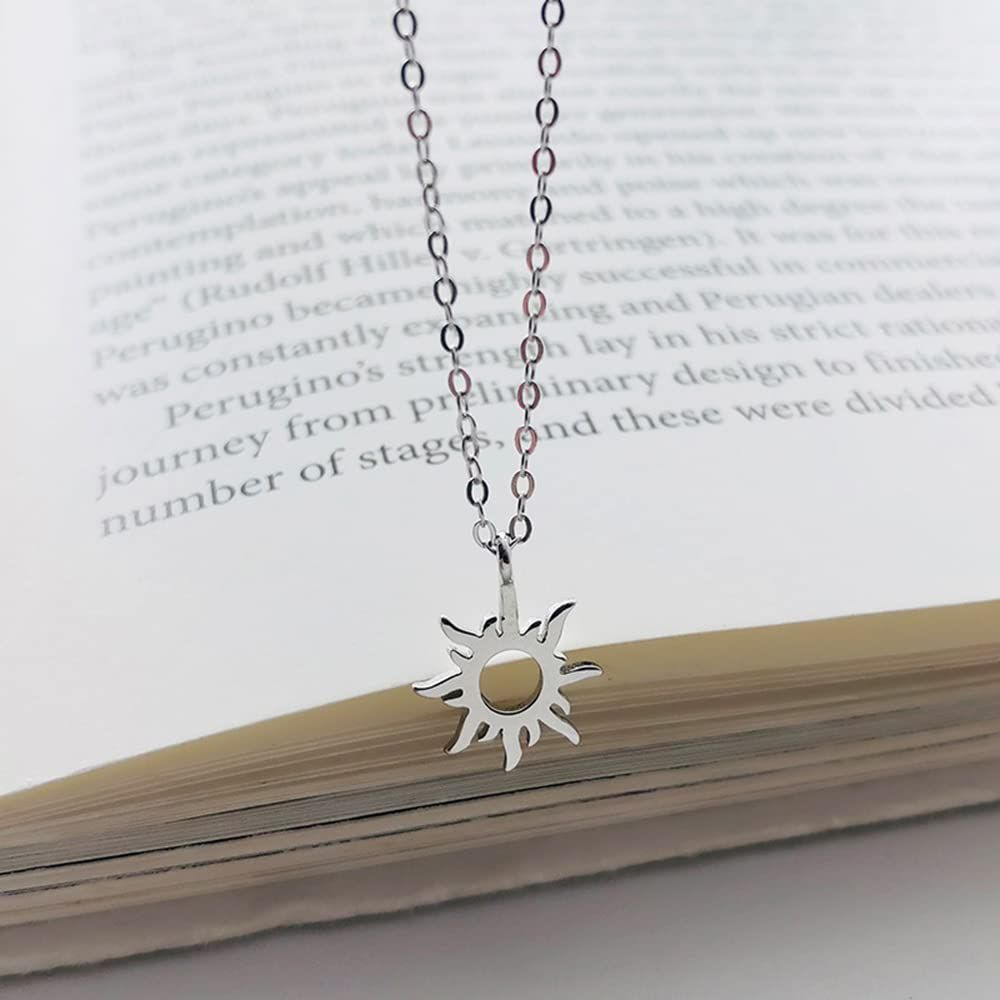 Sun Pendant Necklace for Women Stainless Steel Hollow Sunshine Clavicle view 4