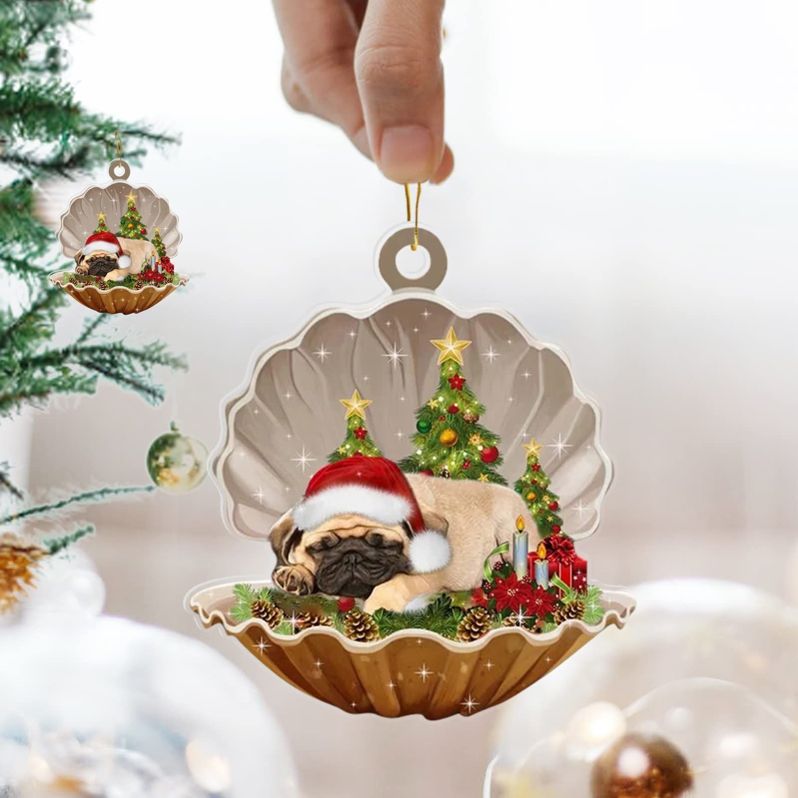 Sleeping Pearl in Christmas Two Sided Ornament view 4