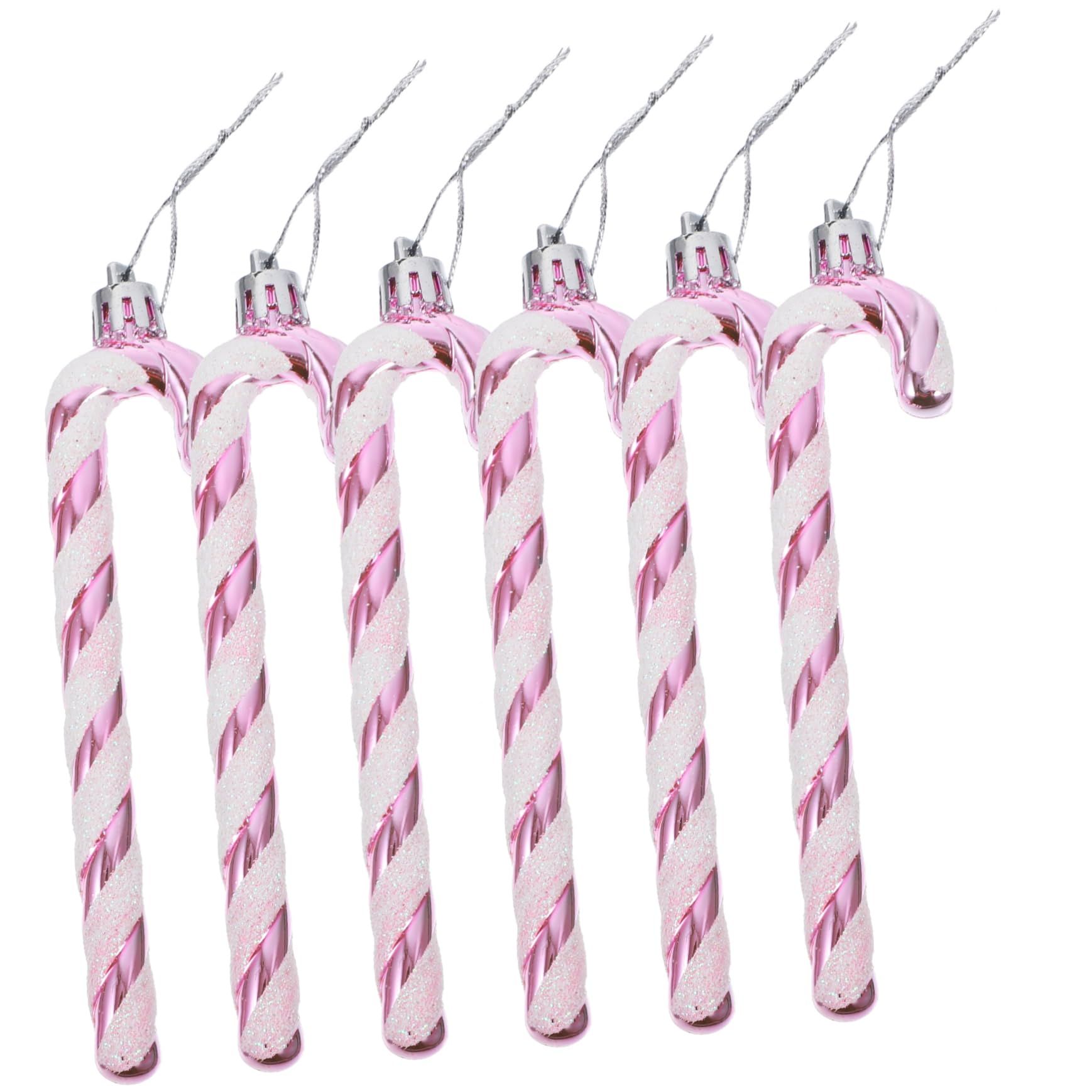 Pack of 6 13cm Glitter Candy Cane Christmas Tree Decorations/Ornaments