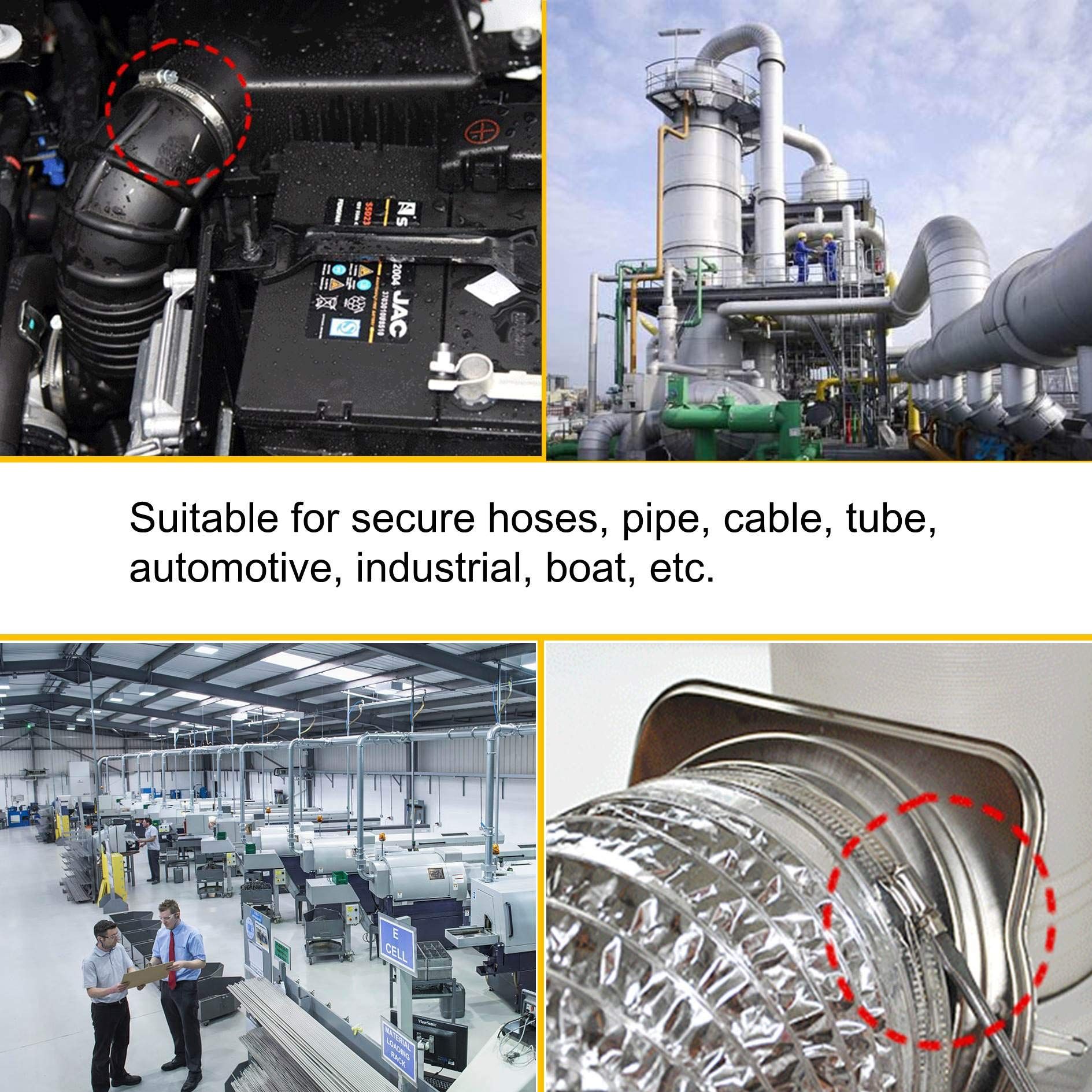 4Pcs 8" Adjustable 304 Stainless Steel Duct Clamps Hose Clamp Pipe Clamp Air view 5