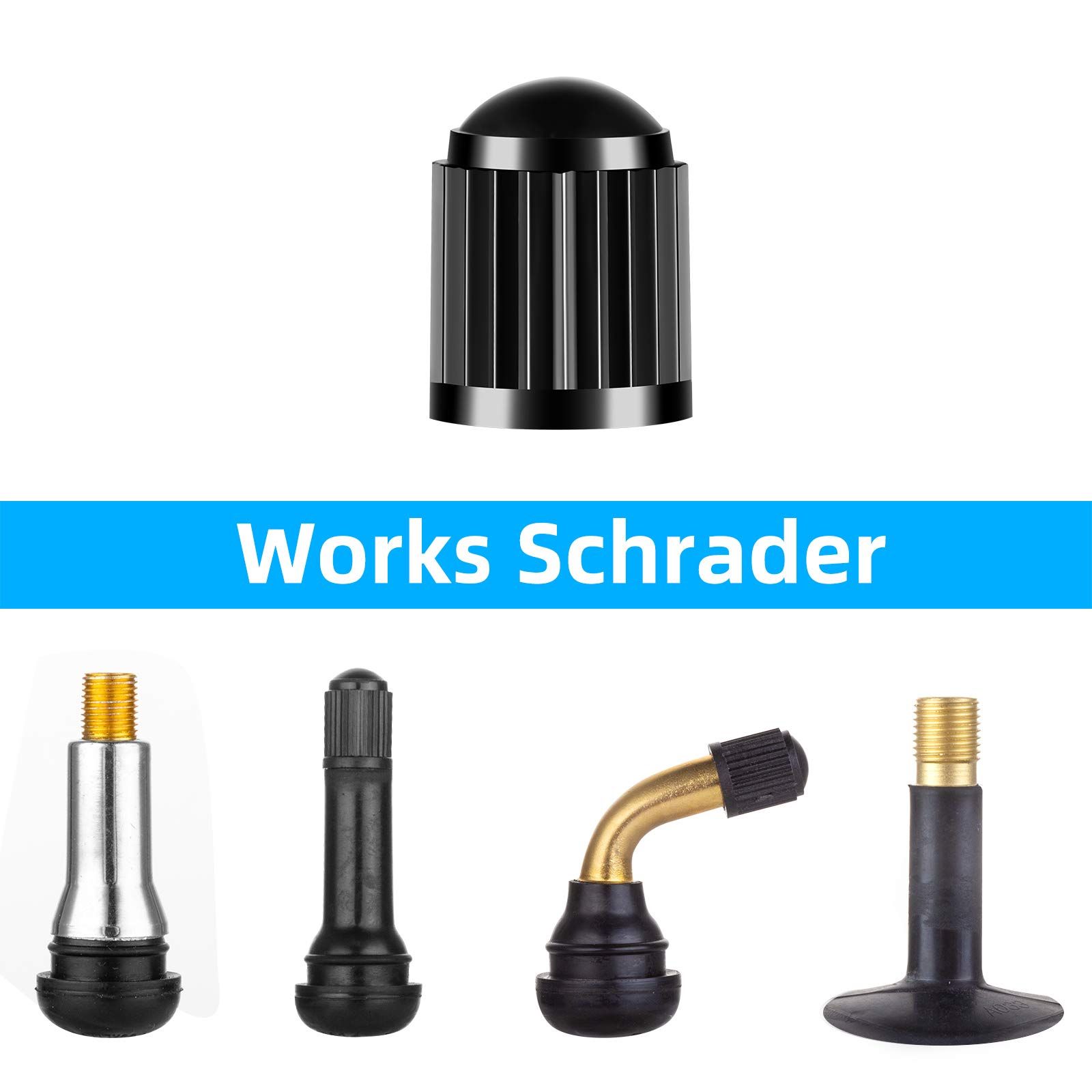 Tire Valve Caps, Black, with O Rubber Ring, Universal Stem Covers for SUVs view 4