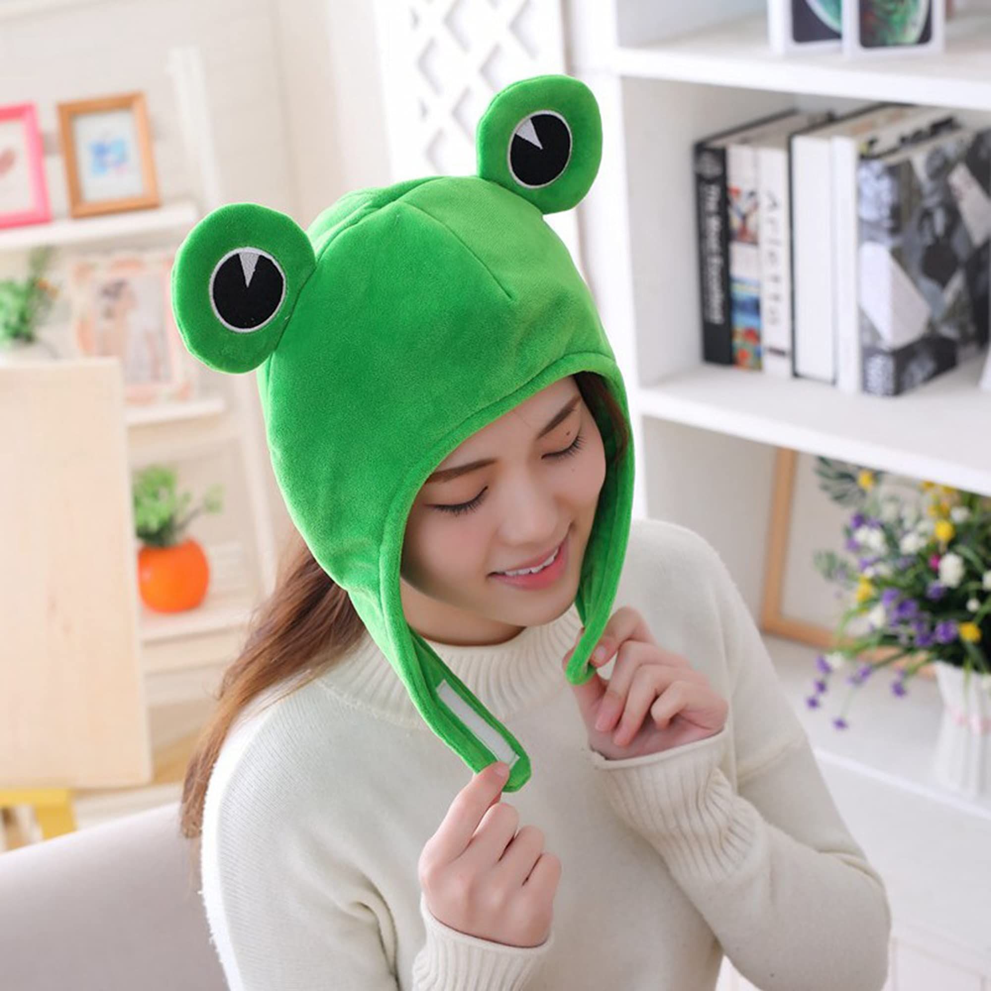 Cute Plush Frog Hat Cap for Halloween Costume Cosplay Party Made of soft and