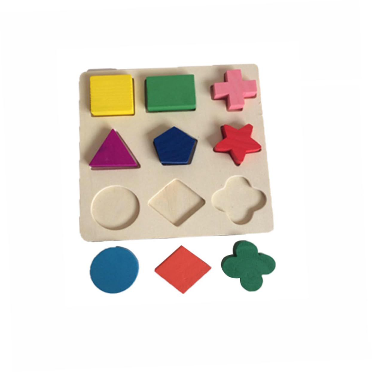 Preschool Colorful Wooden Shape Puzzle sturdy DEVELOP FINE MOTOR SKILLS OF