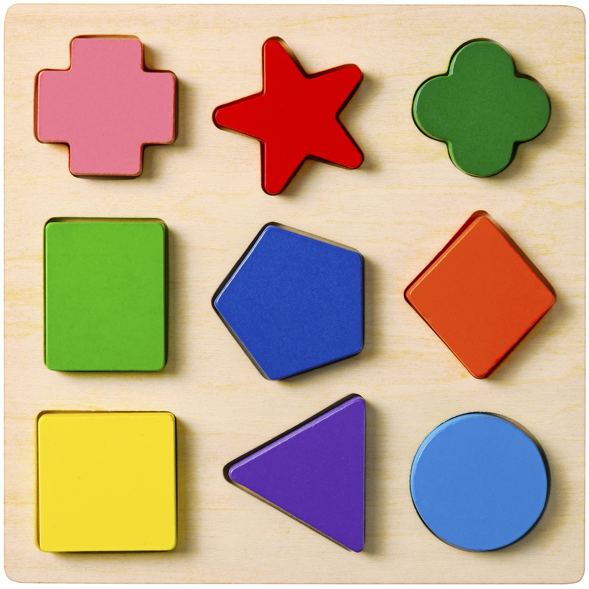 Preschool Colorful Wooden Shape Puzzle sturdy DEVELOP FINE MOTOR SKILLS OF view 2