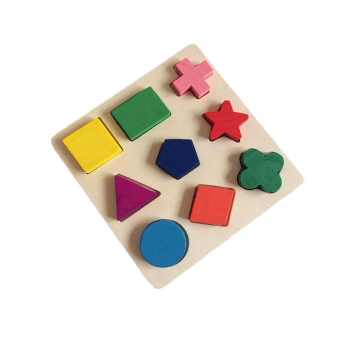 Preschool Colorful Wooden Shape Puzzle sturdy DEVELOP FINE MOTOR SKILLS OF view 3