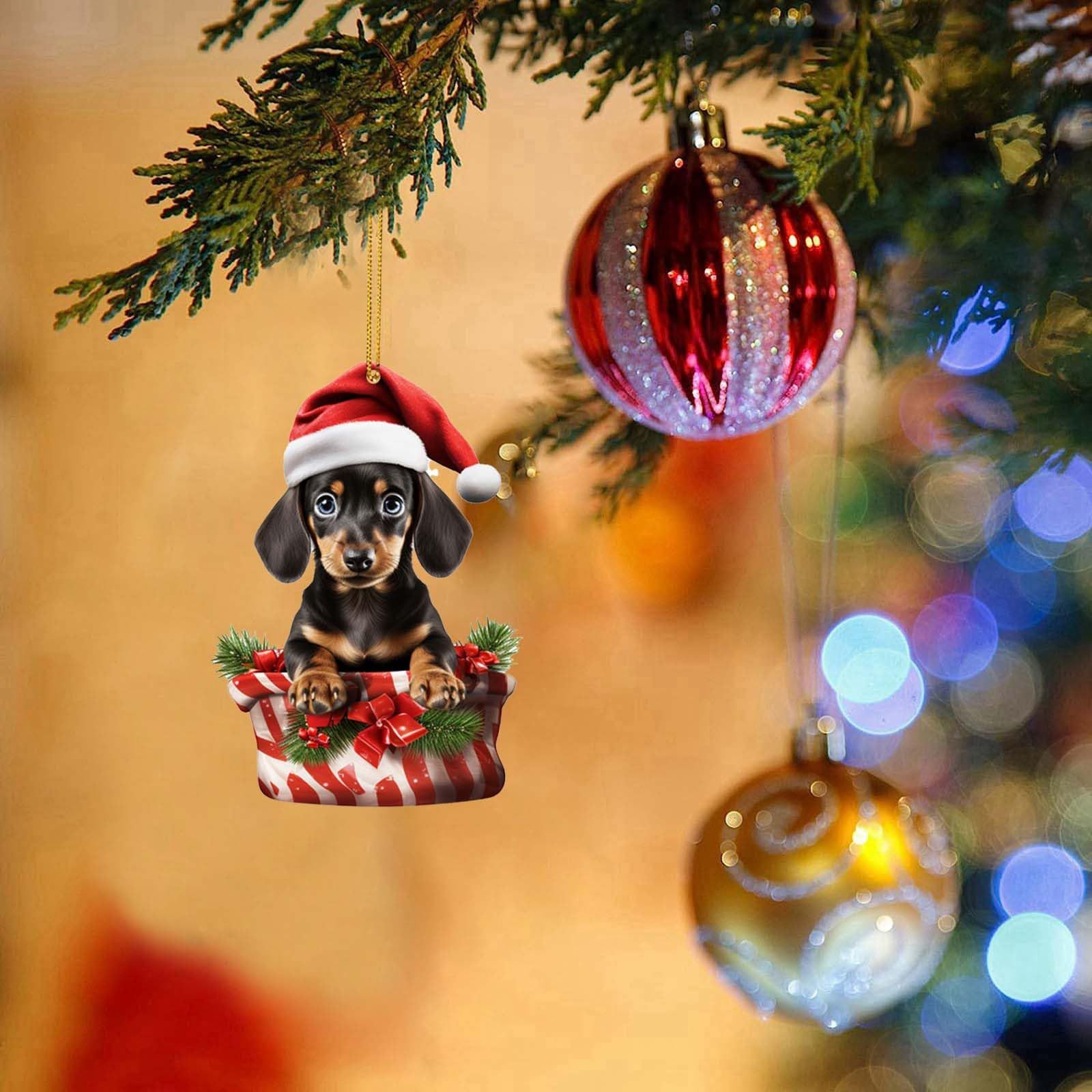 2023 Christmas Dog Pendant Christmas Tree Small Pendant Puppy Acrylic Flat view 2