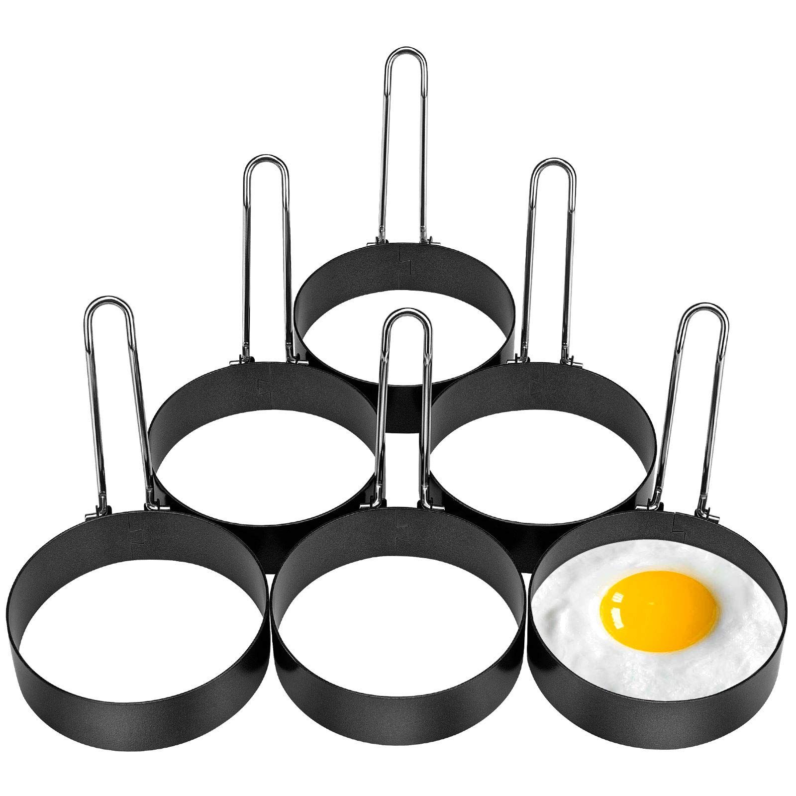 6 Pack Eggs Rings, Stainless Steel Egg Cooking Rings, Round Pancake Mold for