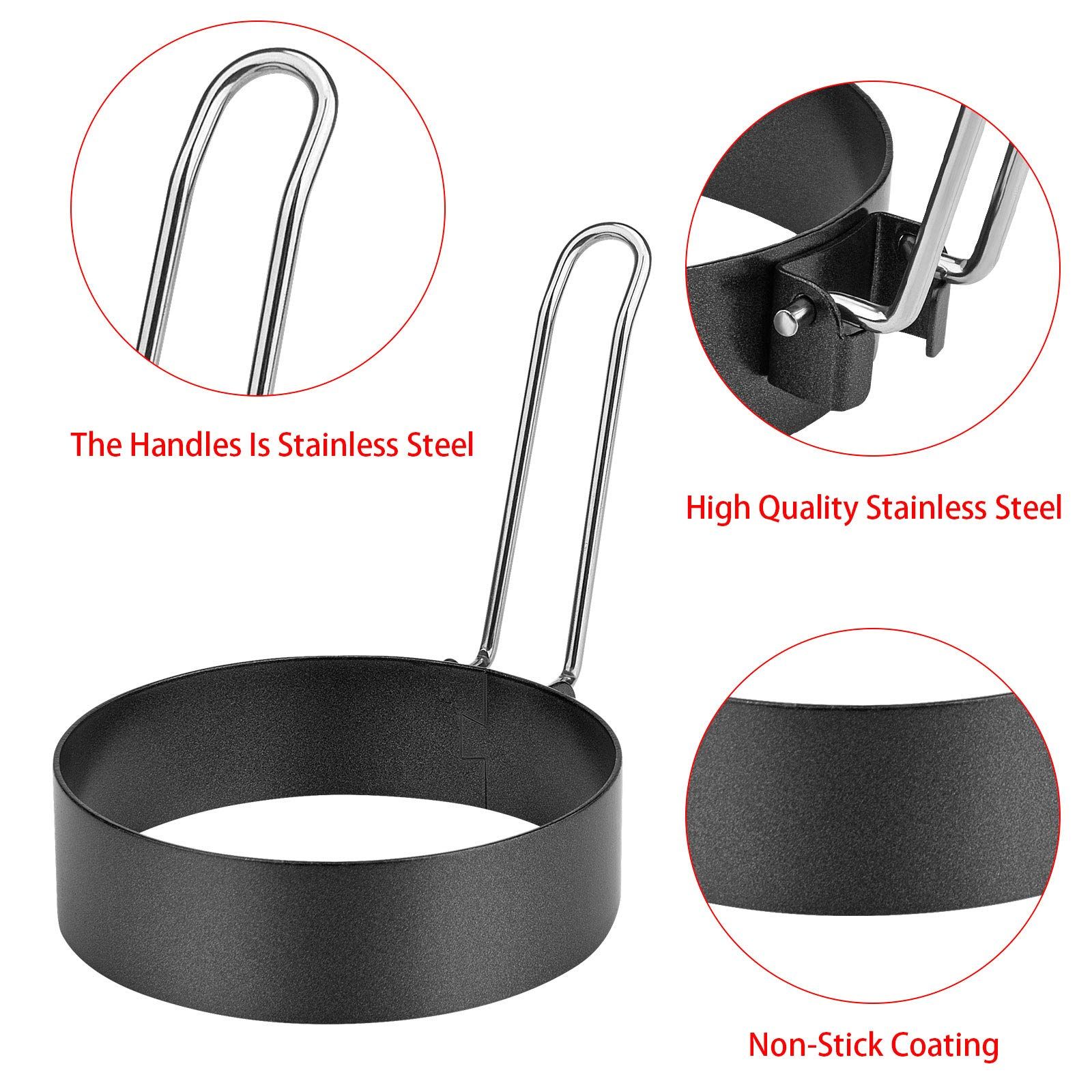 6 Pack Eggs Rings, Stainless Steel Egg Cooking Rings, Round Pancake Mold for view 2