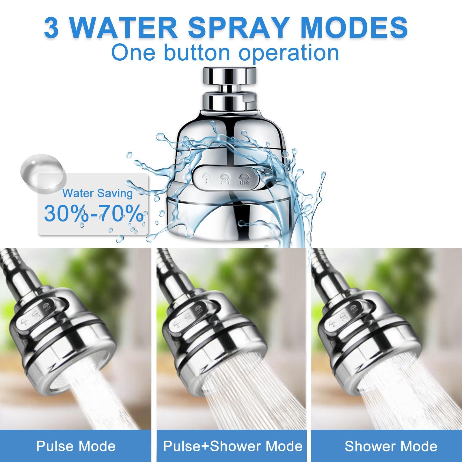 Sink Faucet Attachment, Movable Kitchen Faucet Head 360° Rotatable Faucet view 2