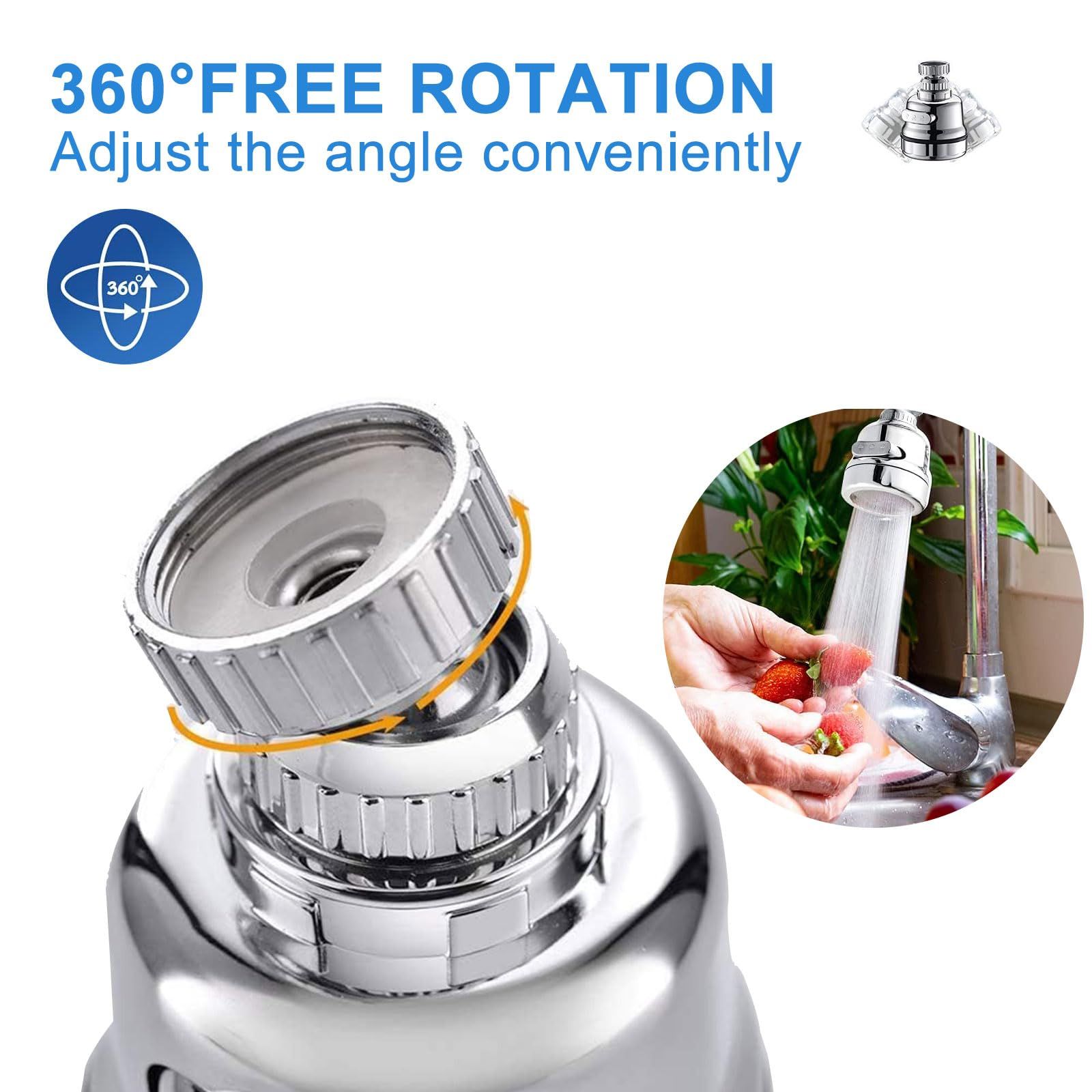 Sink Faucet Attachment, Movable Kitchen Faucet Head 360° Rotatable Faucet view 3