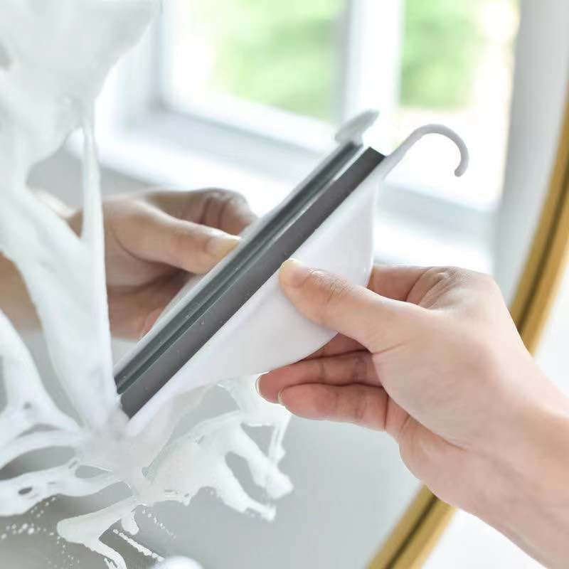 Tiny Bathroom Shower Mirror Squeegee with Hanging Hook view 3