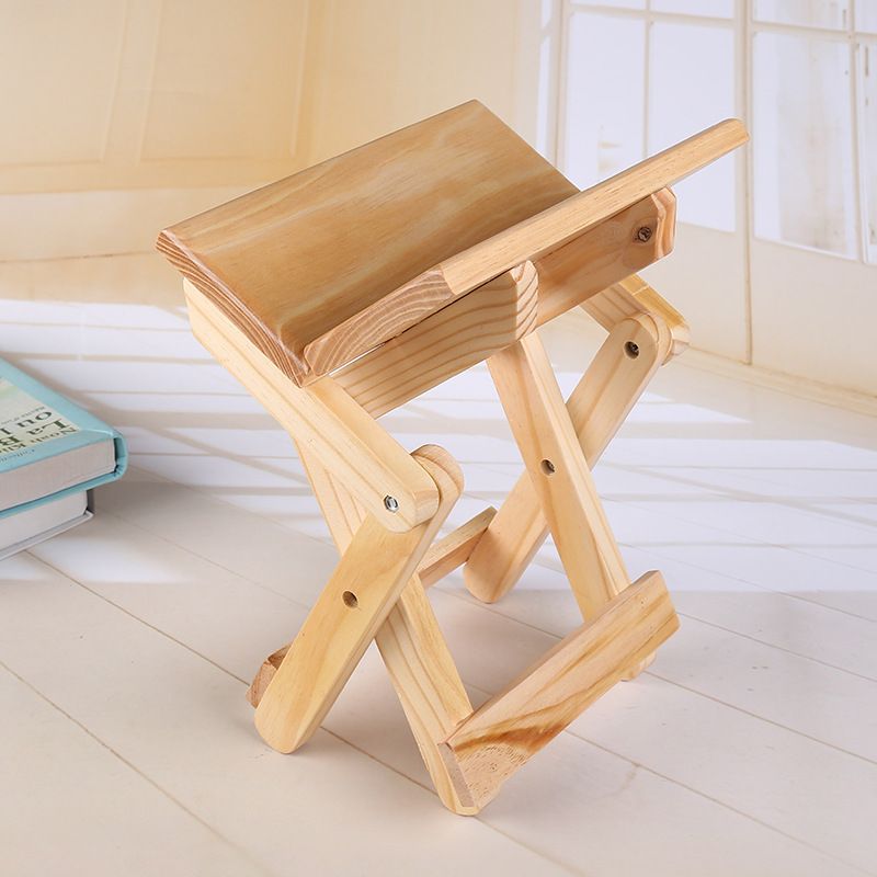 Pine Wood Folding Stool Seat Portable Household Step Stool Multfunctional for view 3