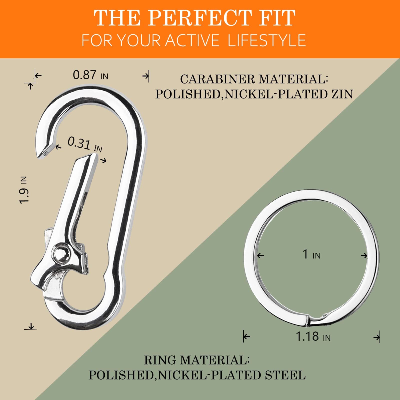 Metal Keychain Holder for Belt Heavy Duty Carabiner with Keyring Clips view 3