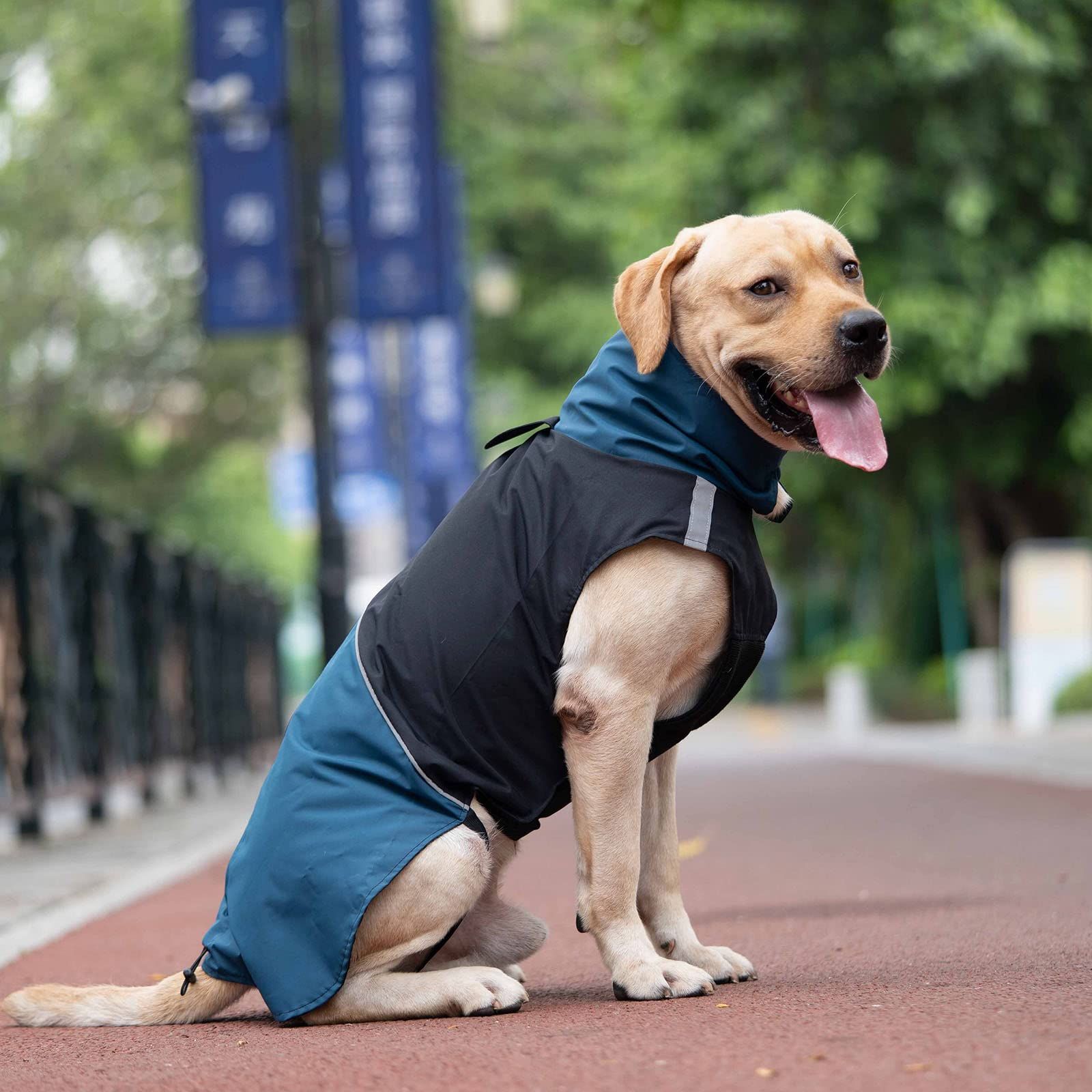 Dog Jacket Waterproof Dog Raincoat with Harness Opening & Reflective Strip for view 4