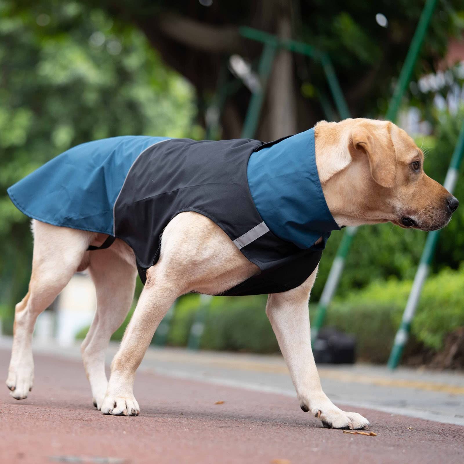 Dog Jacket Waterproof Dog Raincoat with Harness Opening & Reflective Strip for view 5
