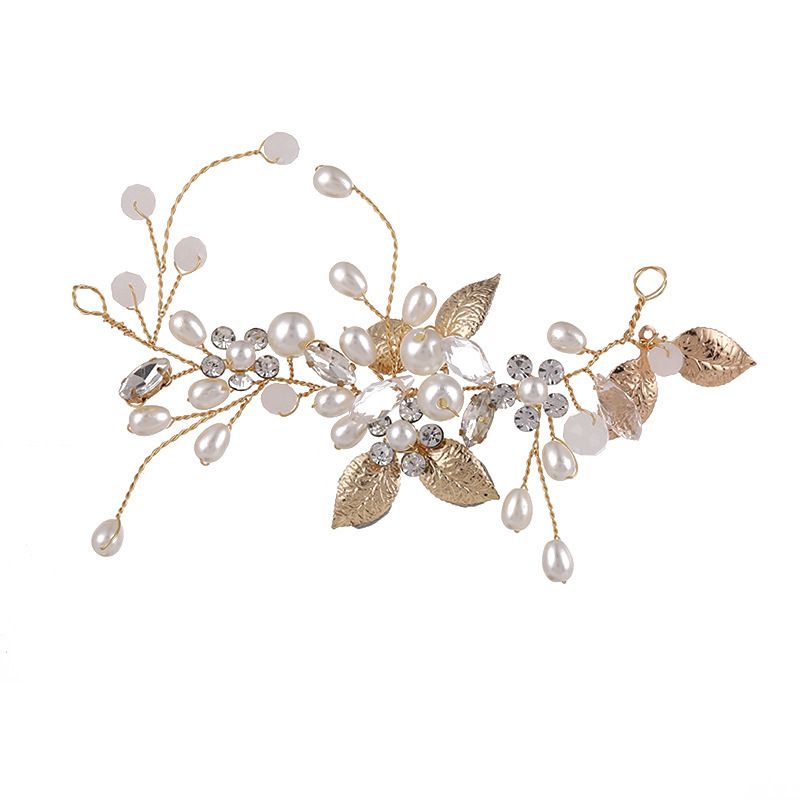 Bridal Pearl Headband Crystal Bridal Hair Accessories Flower Headdress Bride view 2