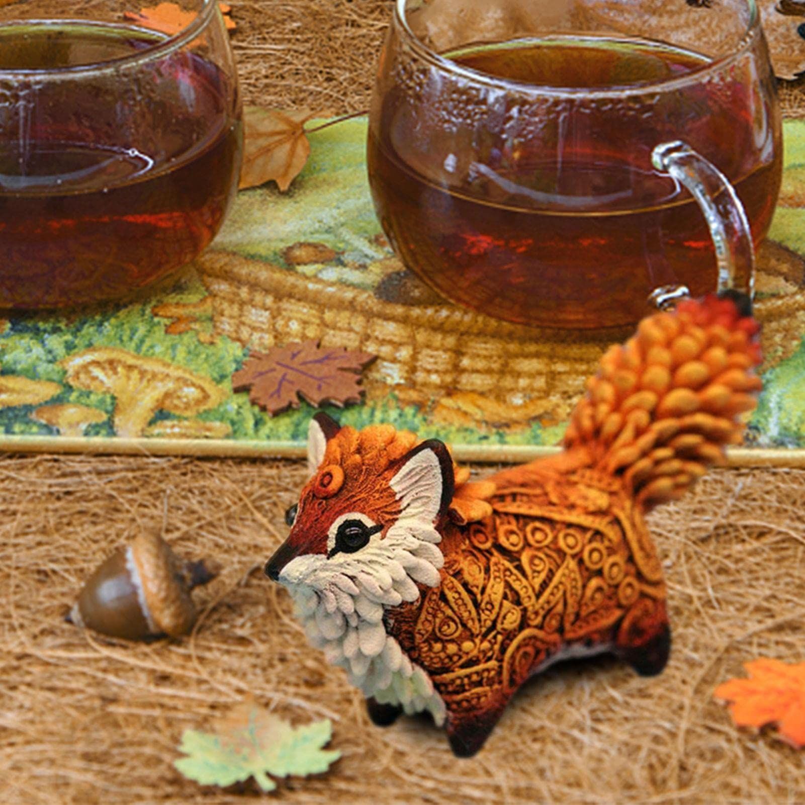 Fox Wood Art Figurine Handmade Unique Original Art Carving Work Statue Decor view 3