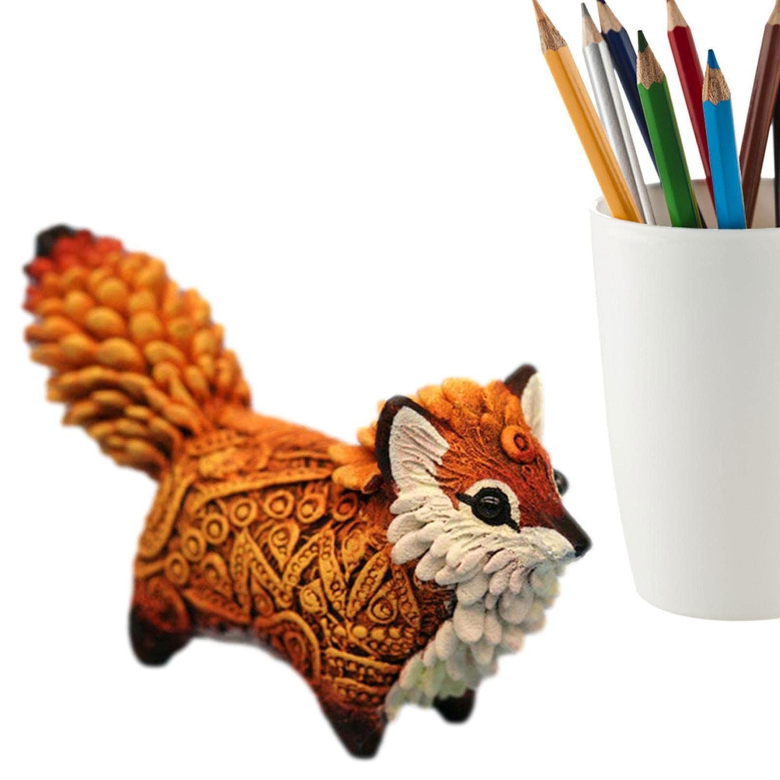Fox Wood Art Figurine Handmade Unique Original Art Carving Work Statue Decor view 4