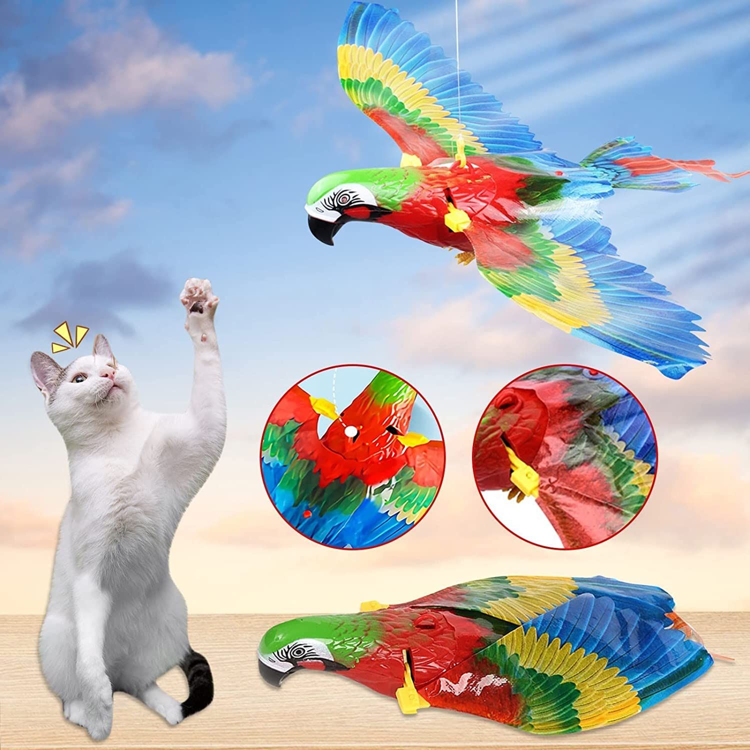 2 Pack Electronic Simulation Flying Bird Toy for Cats view 5