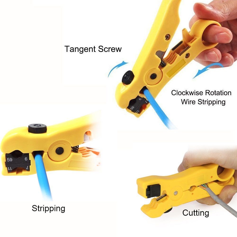 Universal Cable Stripper Cutter for Flat or Round Wire Coax Coaxial Stripping view 5