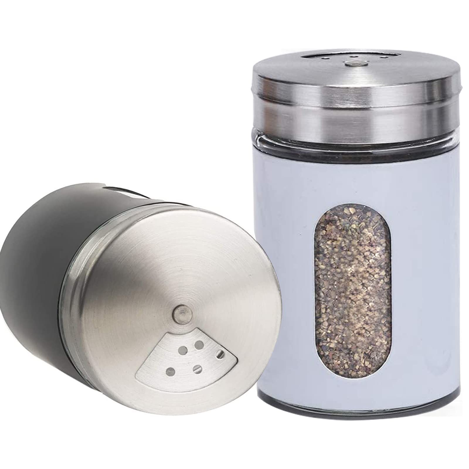 Salt and Pepper Shakers Set with 3 Adjustable Pour Holes view 3