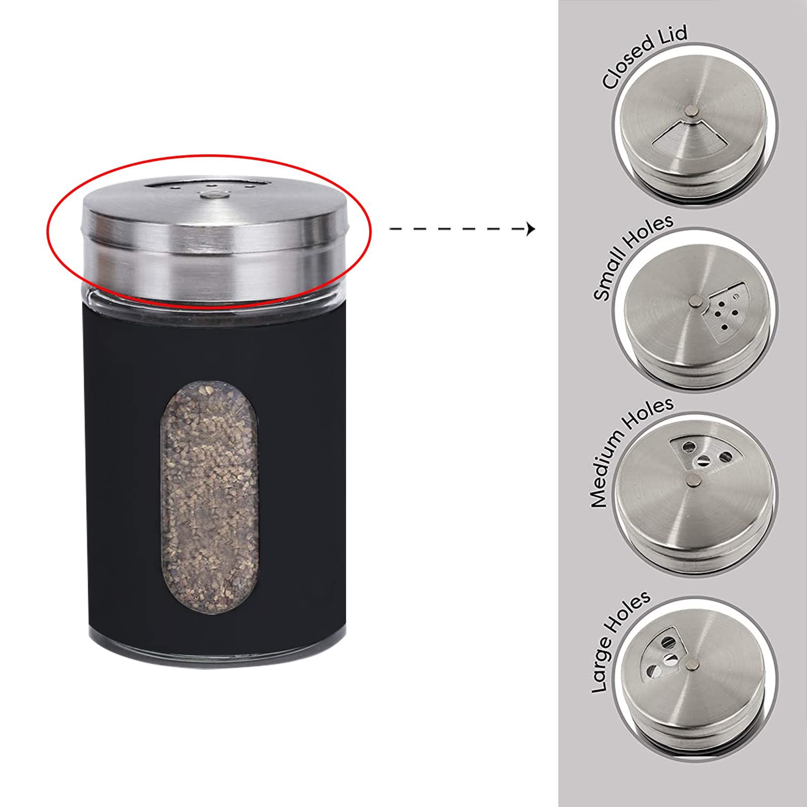 Salt and Pepper Shakers Set with 3 Adjustable Pour Holes view 5
