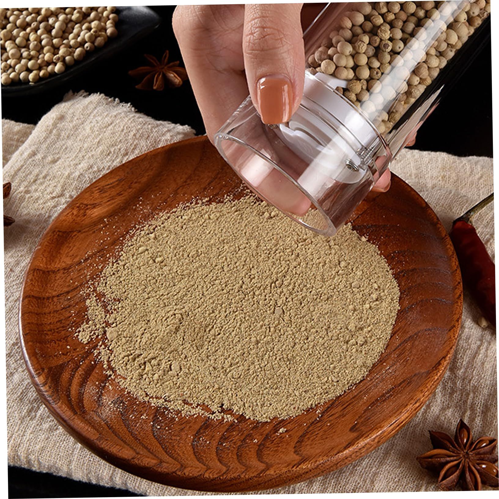 Handheld Pepper with Refillable Glass Container and Wood Cover Refillable view 2