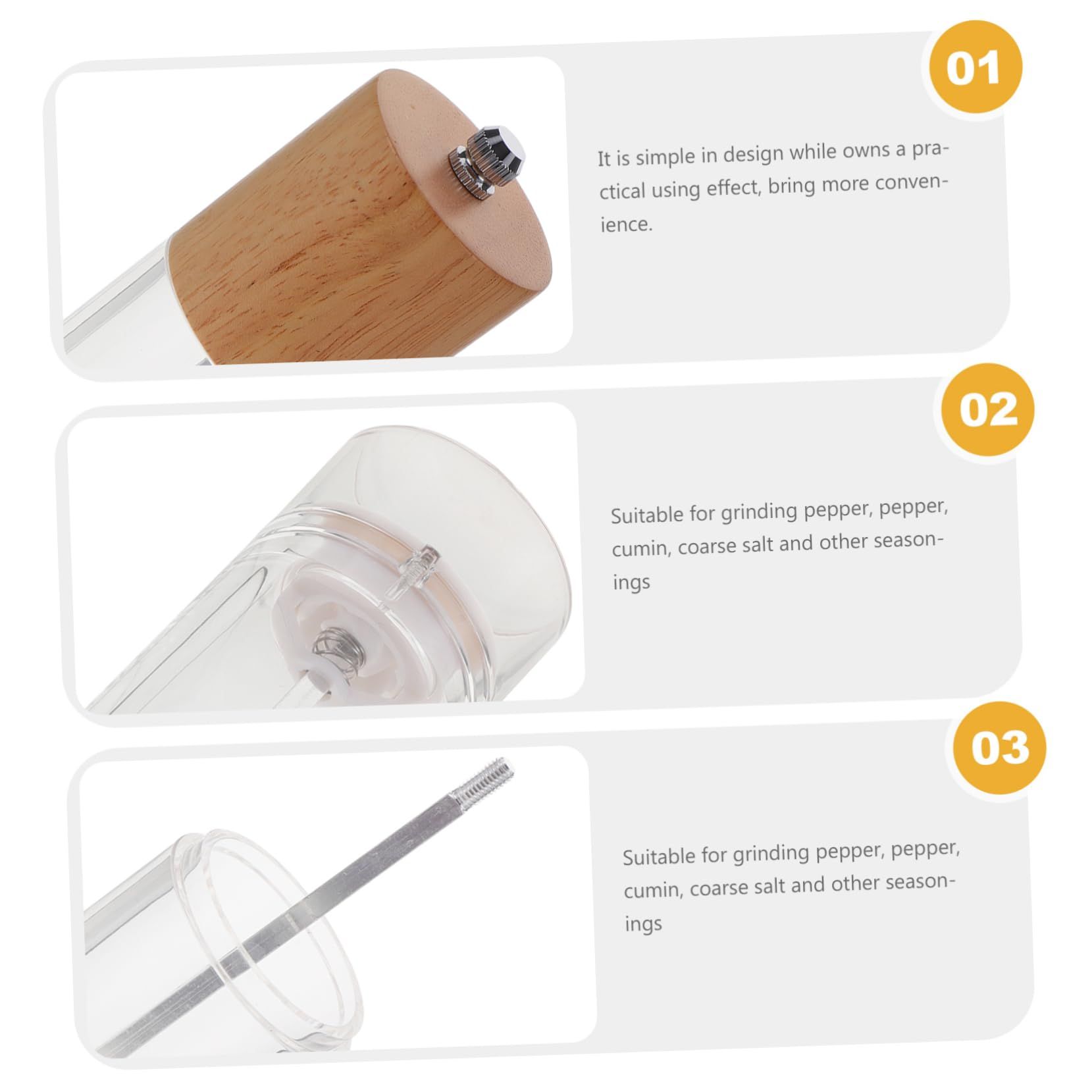 Handheld Pepper with Refillable Glass Container and Wood Cover Refillable view 5