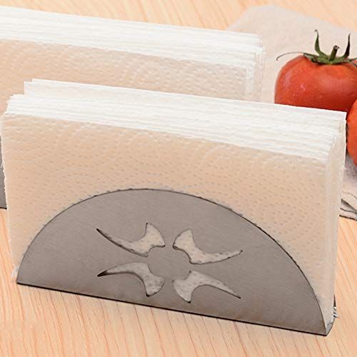 Paper Towel Holder Stainless Steel Napkin Holder Fanshaped Organizer Container view 2