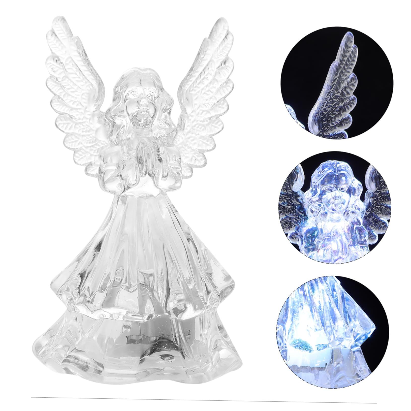 2 Pcs Night Light Christmas Decor Crystal Angel Figurine Mini Bedside Lights view 5